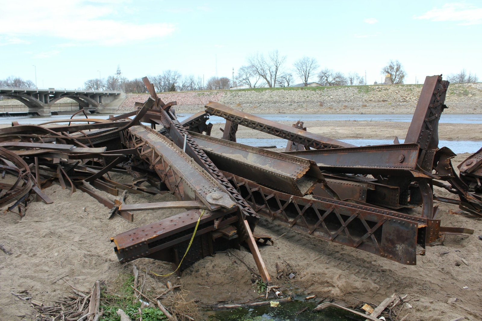 Scrap steel from bridge during demolition